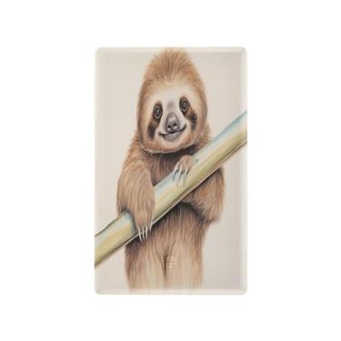 Imagem de Wassud Linda placa de cobertura de interruptor de luz de preguiça no ramo, 1 capa de tomada em branco placa de parede decorativa decoração de casa sala de estar quarto