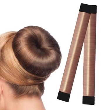 Imagem de Magic Hair Style Donut Bun Maker Forma French Twist Hair Style DIY Ferramentas (pacote com 4) Marrom claro
