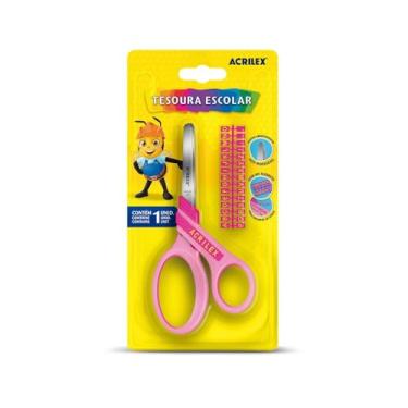 Imagem de Tesoura Escolar, Acrilex, Letras, Rosa