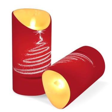 Imagem de ATTX Pacote com 2 velas brancas brilhantes para árvore de Natal – Velas LED de 7,6 cm x 15 cm com controle remoto e temporizador para casa, casamento, decoração de acampamento #345