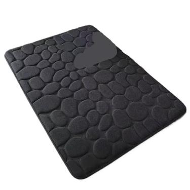 Imagem de Tapete de banheiro antiderrapante de secagem rápida - Tapete lavável na máquina para chuveiro e cozinha (preto, 50 x 80 cm)