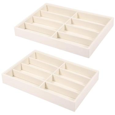 Imagem de Organizador de óculos de sol, 35 x 24 x 4,5 cm, bandejas de óculos de veludo, exibição de joias para relógios, adequado para gavetas, mesas de cabeceira ou penteadeiras, homens e mulheres (bege)