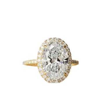 Imagem de Anel de diamante oval de luxo ultracintilante 1-8CT CZ banhado a prata amizade promessa joia moderna ideal para casamento ou uso diário, lindo presente para ela, Prata, Sem pedra preciosa