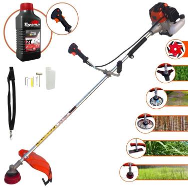 Imagem de Roçadeira Import Way IWRGM2T5X163 63cc 3HP Alta Rotação Para Todos os Tipos de Trabalho C/ Carretel de Nylon + Kit de 6 Opções de Cortes + Óleo Toyama