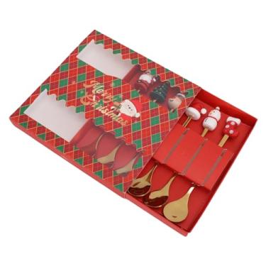 Imagem de HEEPDD Conjunto de Colheres para Mexer café, Colheres de chá Gelado, Agitadores de café de Aço Com Designs Festivos para Decoração de Férias e Servir Sobremesas Conjunto de para Mexer, 6 Peças (Ouro)