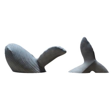 Imagem de KnocKconK Decorações de aquário de tubarão baleia de cimento, ornamento especial de aquário, decoração animada de aquário, decoração de exibição de aquário de animais, ornamento de cauda de baleia