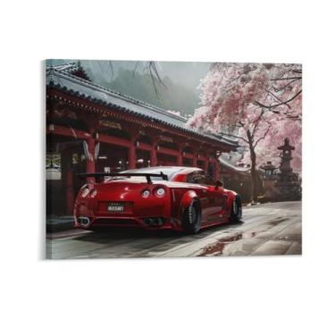 Imagem de HouLaiZhe Carro esportivo modificado R35 flores de cerejeira pôsteres fixes parede estética sala decoração de parede impressões galeria sala decoração de parede para quarto sala de estar escritório 16