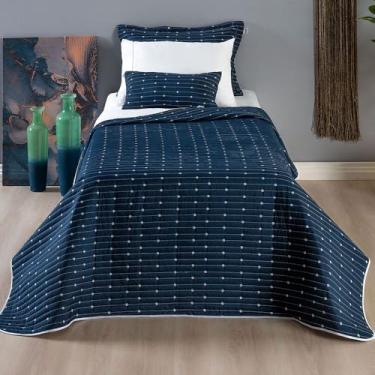 Imagem de Kit Cobre-Leito Solteiro 4 Peças Urbany – Hipercal 400 Fios Bordado – Azul Marinho