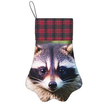 Imagem de SKKNT Little Raccoon Face 1 Impressão Meias de Natal Animais de Estimação Decoração de Natal Cães Gatos Árvore Decoração Doce Presente Conveniente