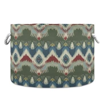 Imagem de JUZIHAI Paisley Cesta de armazenamento dobrável com estampa floral para bebê, cesto de roupa suja, cobertor com alças de corda de algodão, caixa organizadora de armário dobrável para quarto, berçário