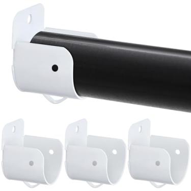 Imagem de Luxshiny Conjunto de 4 Suportes de Ferro Branco para Varão de Armário, Com Flange para Banheiro, para Uso Doméstico.