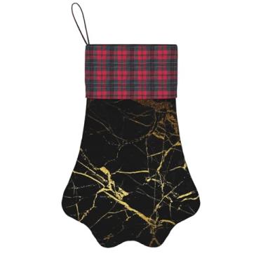 Imagem de SKKNT Papel de parede preto dourado estampado meias de Natal animais de estimação decoração de natal cães gatos árvore decoração doce presente conveniente