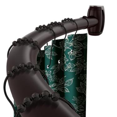 Imagem de Varão de cortina de chuveiro curvado de latão de 85 a 192 cm com design de emenda ajustável, curvado, redondo, curvado, à prova de ferrugem, aço inoxidável premium necessário para perfurar varão de