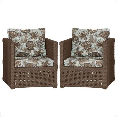 Imagem de 2 Poltronas Madri Alumínio Corda Náutica Estofado 6 Trama Marrom