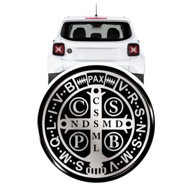 Imagem de Adesivo Automotivo São Bento 3d Relevo Resinado Cromado Cromado