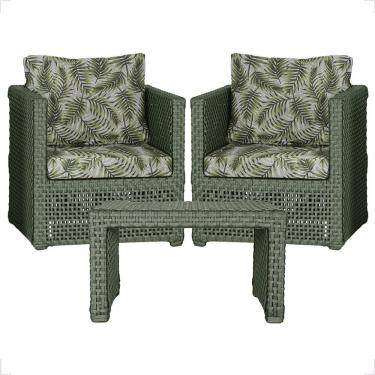 Imagem de Mesa E 2 Poltronas Madri Corda Náutica Estofado 5 Trama Verde