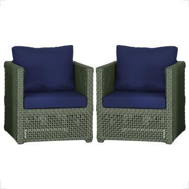 Imagem de 2 Poltronas Madri Alumínio Corda Náutica Estofado 10 Trama Verde