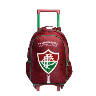 Imagem de Mochila Rodas Fluminense Infantil Escolar Meninos Tricolor Cor:Grená, 