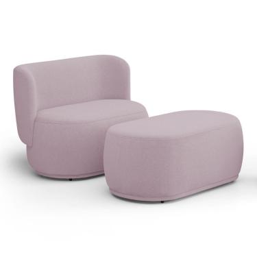 Imagem de Namoradeira Com Puff Orgânico Molly 02 Lugares Bouclê Rosé - Desk Design