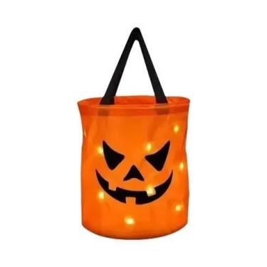 Imagem de Balde De Doces De Halloween LED Dobrável, Bolsa De Truque Ou Trato Com
