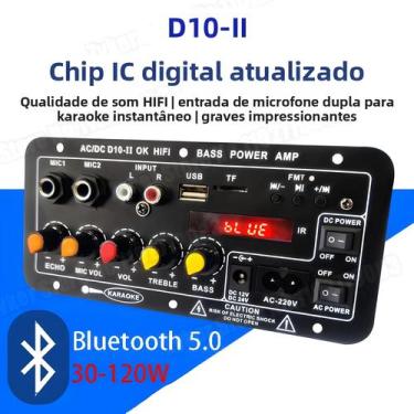 Imagem de Placa Amplificadora Bluetooth Para Carro 12V 24V 30-120W AUX TF USB Mó