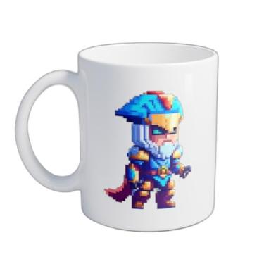 Imagem de Caneca Xícara de Café Porcelana 300ml Cavaleiro Guerreiro Pixel Art