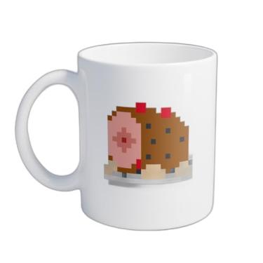 Imagem de Caneca Xícara de Café Porcelana 300ml Com Desenho Ícone De Presunto Pixelado
