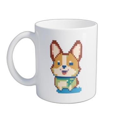 Imagem de Xícara de Café Porcelana 300ml Com Desenho Cão Pixelado