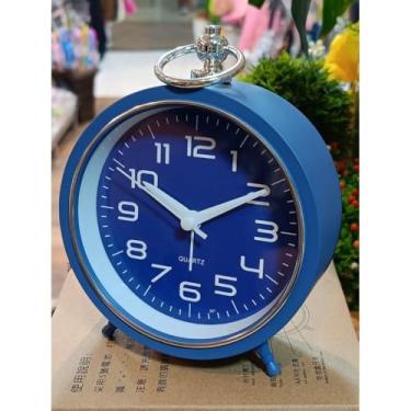 Imagem de Relógio de Mesa com Despertador Vintage Classic ou Candy - Design Charmoso, Funcional para Quarto, Sala de Estar e Escritório - Relógio Decorativo com Alarme Audível (Candy Azul Navy)