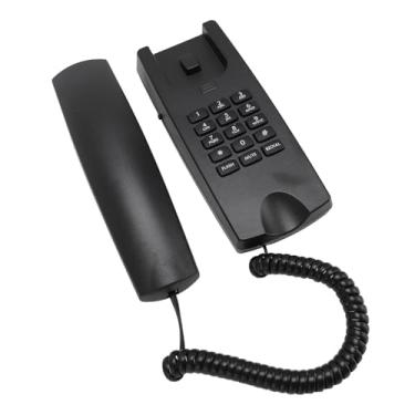 Imagem de Generic Telefone Fixo, Função Mudo de Telefone Com Fio ABS Montado na Parede para Escritório (Preto)