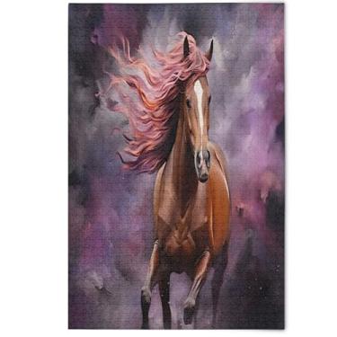 Imagem de 500 Pieces Jigsaw Puzzles for Adults Cool Horse Red Purple Lovers White Elephants Gifts Art Hard Puzzles Animal Painting Art, 500 Pieces, 20.5" x 14.9"