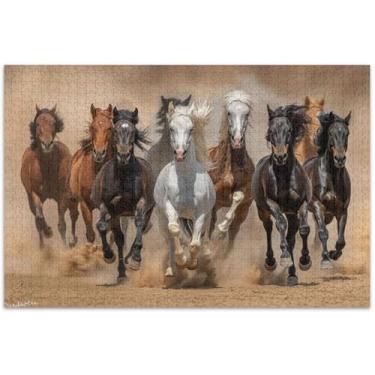 Imagem de Quebra-cabeça para adultos com cavalos, pintura animal, 500 peças, presentes engraçados, quebra-cabeça grande, arte de brinquedo, 51 x 35 cm