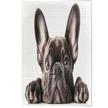 Imagem de Cute French Bulldog Close Up Jigsaw Puzzles 500 Pieces for Adults Fun White Elephants Gifts Creative Puzzles Gifts Cute Animal Painting, 500 Pieces, 20.5" x 14.9"