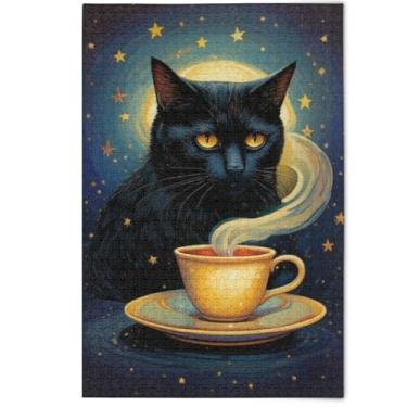Imagem de Black Cat Vivid Animal Jigsaw 500 Piece Puzzle Adults, Funny Gifts for Puzzle Lovers Creative Puzzles for Adults Animal Floral Artwork, 500 Pieces, 20.5" x 14.9"