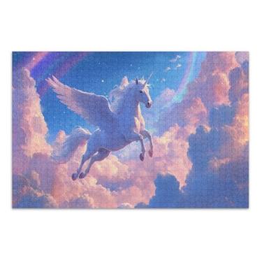 Imagem de Lindos quebra-cabeças de unicórnio de 1000 peças, quebra-cabeças para adultos com letras na parte de trás