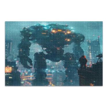 Imagem de Quebra-cabeça de guerreiro mecânico gigante 1000 peças para adultos, quebra-cabeças para adultos com letras nas costas