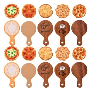 Imagem de KitBeads 50 peças, 10 estilos, bandeja de pizza de resina, imitação de comida, mini biscoito, pizza, enfeite plano para casa, mesa, carro, acessórios de decoração