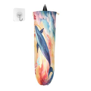 Imagem de Organizador dispensador de saco plástico Fantasy Sea Of Clouds And Whale, suporte de saco de plástico, suporte de saco plástico para armário