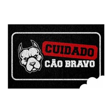 Imagem de Tapete Entrada Porta Casa Apartamento Capacho 40x60 40x75 Home Bem Vindo Diversos Bege Preto Cinza(Cão Bravo 40x60)