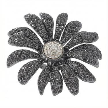 Imagem de Anel de casamento retrô com flor de cristal zircônia cúbica grande floral margarida ajustável aberto anéis de compromisso ajuste confortável exagerado luxo coquetel festa aniversário joia para