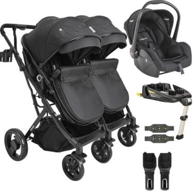 Imagem de Carrinho Kiddo de Gemeos Bebe Conforto Base ISOFIX Vox Preto