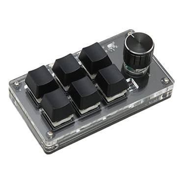 Imagem de Cryfokt Mini Teclado de 6 Teclas Interruptor Azul Com Fio USB Teclado Mecânico Portátil Programável para Designers de Jogos de Escritório Material Acrílico (Preto)