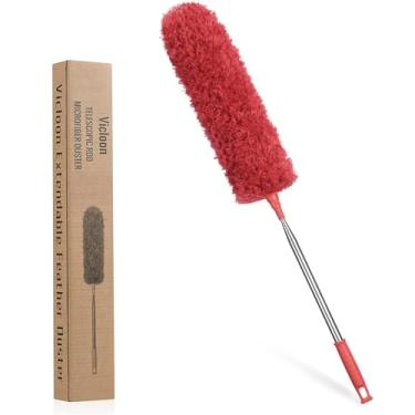 Imagem de Vicloon Espanador de microfibra extensível, espanador de penas com mastro telescópico extra longo de 254 cm e cabeça dobrável, espanador manual para limpeza de ventiladores de teto alto, carros,