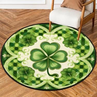 Imagem de Tapete redondo pequeno de 1,5 m para o dia de São Patrício, tapete circular antiderrapante, lavável, tapete circular para quarto, sala de estar, berçário, cozinha, banheiro, entrada, decoração de casa