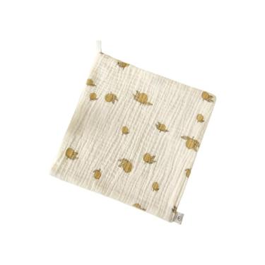 Imagem de 1 pacote com toalhas de rosto para recém-nascidos, 24 x 24 cm, lenços absorventes para bebês, lenços umedecidos de saliva para crianças, meninos e meninas, laváveis e reutilizáveis (limão)