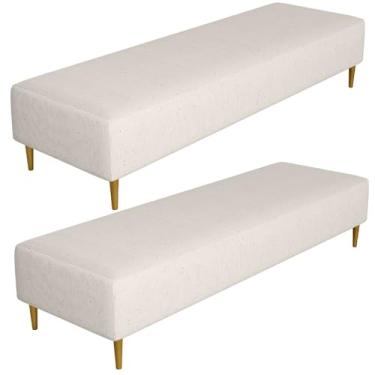 Imagem de Kit 02 Puffs Decorativo Sala de Estar Bali W01 Pés Palito 210x60cm Linho Cru - Lyam Decor