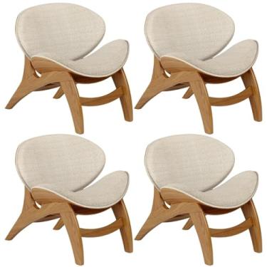 Imagem de Kit 4 Poltronas Decorativa Orgânica Sala Living Kadosh L02 Linho Palha - Lyam Decor