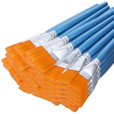 Imagem de 50 pincéis de pintura planos, 2,5 cm, pincel de acrílico grande para aquarela, acrílico, pincel grande para pintura a óleo e artesanato corporal