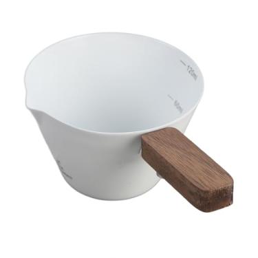 Imagem de Yinhing Copo Medidor de café Com Alça de Madeira Escala Precisa Fácil de Segurar Confortável Jarra de Leite de Aço Inoxidável Premium Acabamento Branco Elegante Capacidade de 120ml para Amantes de