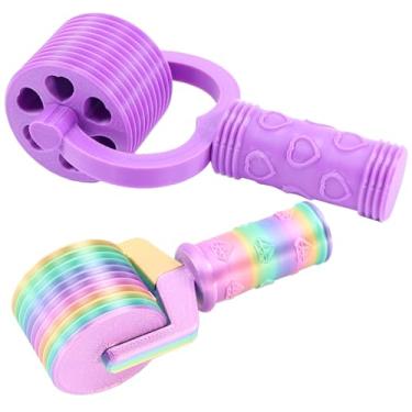 Imagem de Rolo de arte de diamante, ferramentas de alisador de rolo de pintura de diamante 5D, pacote com 2 ferramentas essenciais de bricolage para prensagem de tinta para pintura de strass acessórios (roxo)